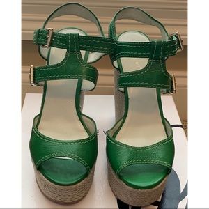 Nine West Green Patent Leather Espadrille Wedge